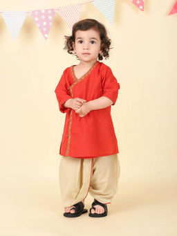 Fabindia - Red Cotton Kurta with Dhoti