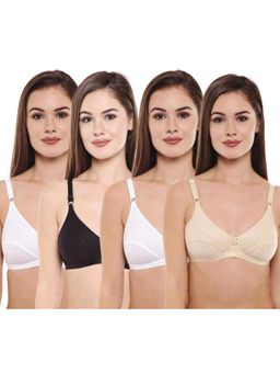 Bodycare - Pack of 4 Perfect Coverage Bra In Black-Skin-White-White Colour