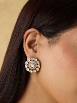 Indinoor - Polki Kundan Small Stud Earrings