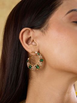 Indinoor - Kundan Polki Hoop Earrings