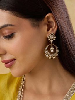 Indinoor - Kundan Polki Festive Chandbalis Earrings