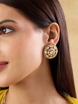 Indinoor - Kundan Polki Festive Stud Earrings