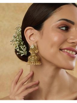 Indinoor - Basra Pearl Temple Jhumkas