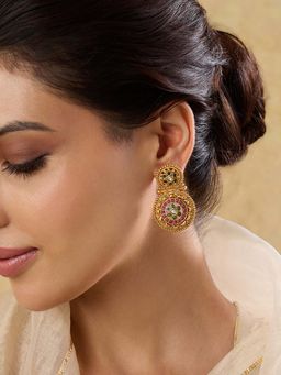 Indinoor - Temple Wheel Dangler Earrings