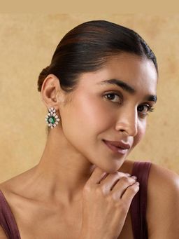 Indinoor - Emerald Zirconia Dangler Earrings
