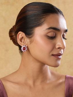 Indinoor - Ruby Zirconia Stud Earrings