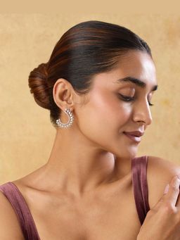 Indinoor - White Zirconia Half Hoops