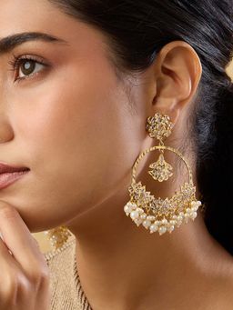 Indinoor - Jadau Gold Chandbalis Earrings