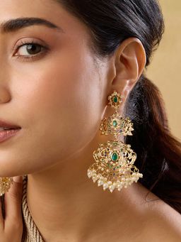 Indinoor - Jadau Long Chandelier Earrings