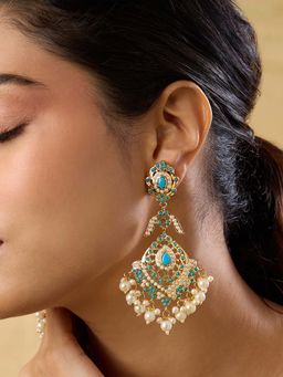 Indinoor - Jadau Floral Dangler Earrings