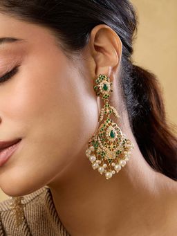 Indinoor - Jadau Gold Chandelier Earrings