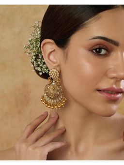 Indinoor - Temple Polki Chandbali Earrings