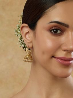 Indinoor - Pearl Temple Hoop Jhumkas