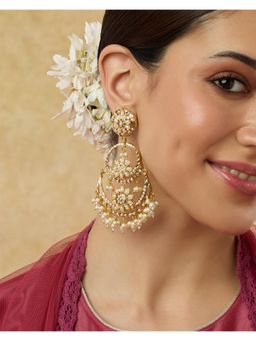 Indinoor - Jadau Pearl Chandbali Earrings