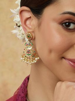 Indinoor - Jadau Dainty Chandbali Earrings