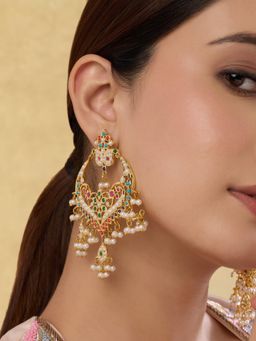 Indinoor - Lunira Jadau Chandbali Earrings