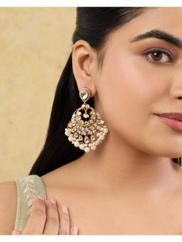 Indinoor - Stambha Kundan Polki Chandbali Earrings