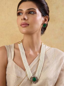 Indinoor - Pearl Kundan Haar Necklace Set