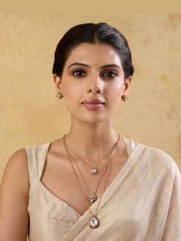 Indinoor - Kundan Three Layered Necklace Set