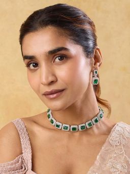 Indinoor - Green Zircon Choker Necklace Set
