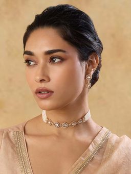 Indinoor - Gold Kundan Choker Necklace Set