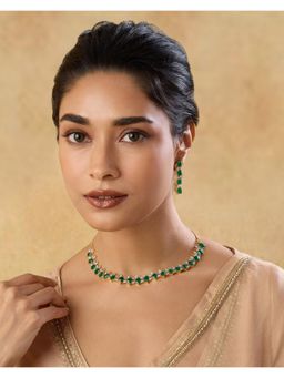 Indinoor - Green Zircon Short Necklace Set
