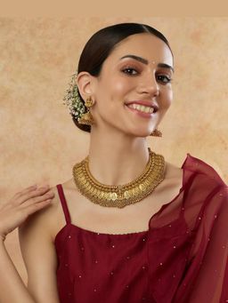 Indinoor - Golden Goddess Temple Necklace Set