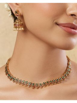 Indinoor - Jhumkas Temple Necklace Set