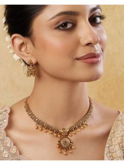 Indinoor - Rozi Jhumki Necklace Set