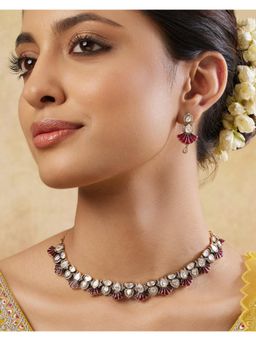 Indinoor - Phulwa Kundan Polki Necklace Set