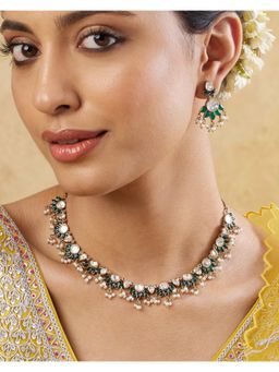 Indinoor - Nushrat Kundan Polki Necklace Set