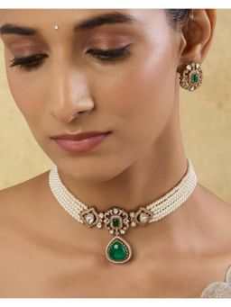 Indinoor - Svarika Kundan Choker Necklace Set