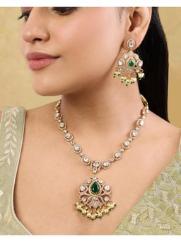 Indinoor - Kesarina Kundan Polki Necklace Set