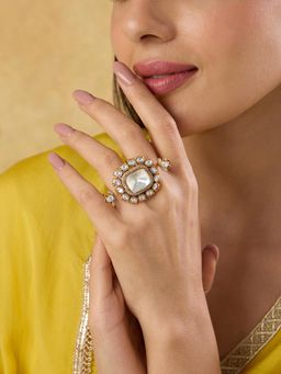 Indinoor - Kundan Polki Chaukor Ring