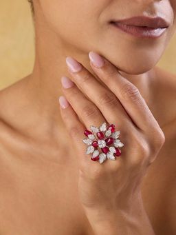 Indinoor - Ruby Zirconia Cocktail Ring