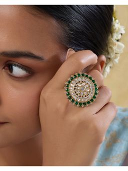 Indinoor - Vrinda Statement Kundan Polki Ring
