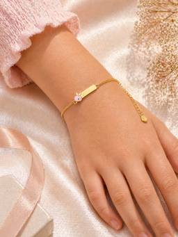 Silvpop Jewels - Little Guardian Gold Plated Evil Eye Id Pink Bracelet