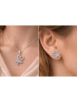 Silvpop Jewels - Celeste Butterfly White Pendant with Earrings