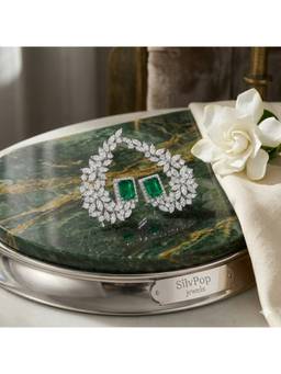 Silvpop Jewels - Emerald Halo Crescent Green Earrings