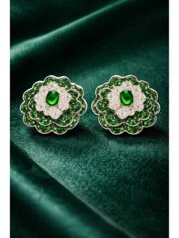Silvpop Jewels - Emerald Royale Floral Stud Green Earrings
