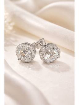 Silvpop Jewels - Classic Solitaire Crystal Stud White Earrings