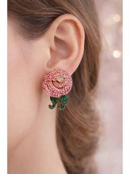 Silvpop Jewels - Pink Crystal Floral Earrings