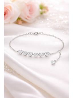 Silvpop Jewels - Crystal Heart Tennis White Bracelet - Silvpop Crystal Heart Tennis Bracelet