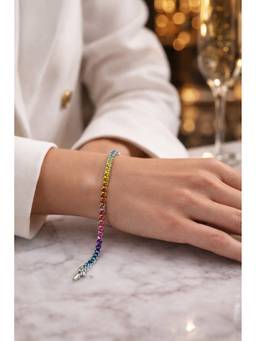 Silvpop Jewels - Rainbow Crystal Tennis Multicolor Bracelet