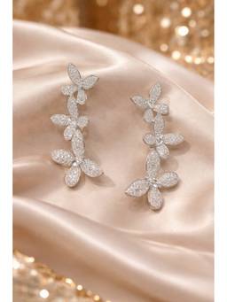 Silvpop Jewels - Crystal Bloom Vine White Earrings
