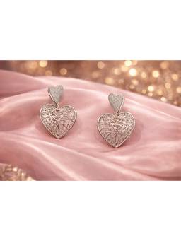 Silvpop Jewels - Interwoven Heart Drop White Earrings