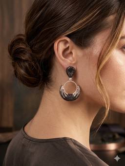 Silvpop Jewels - Midnight Halo Gold Plated Statement Black Earrings