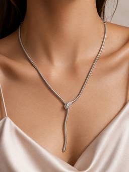 Silvpop Jewels - Celeste Knot Lariat Silver Necklace