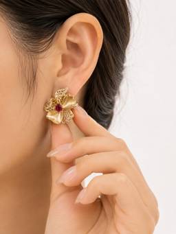 Silvpop Jewels - Ruby Bloom Gold Earrings