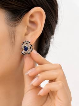 Silvpop Jewels - Midnight Sapphire Navy Blue Studs Earrings